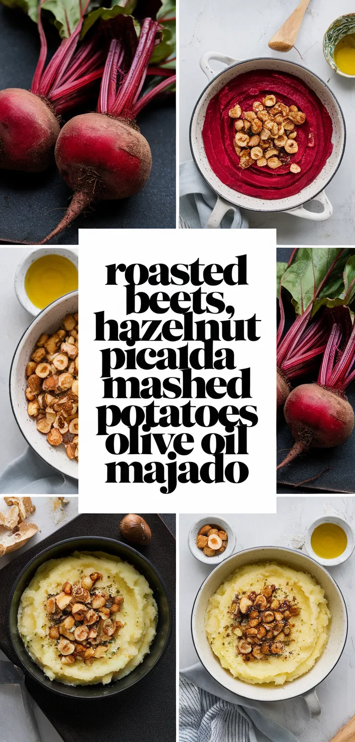 A photo of Roasted Beets Hazelnut Picada Mashed Potatoes Olive Oil Majado Recipe