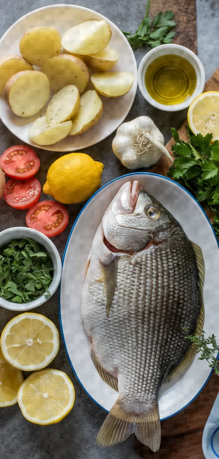 Ingredients photo for Besugo Al Horno Baked Sea Bream Recipe