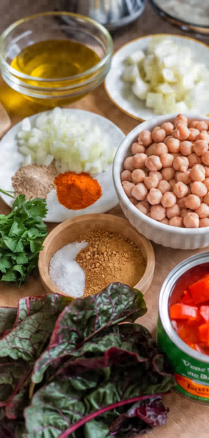 Ingredients photo for Chickpeas Swiss Chard Stew Recipe