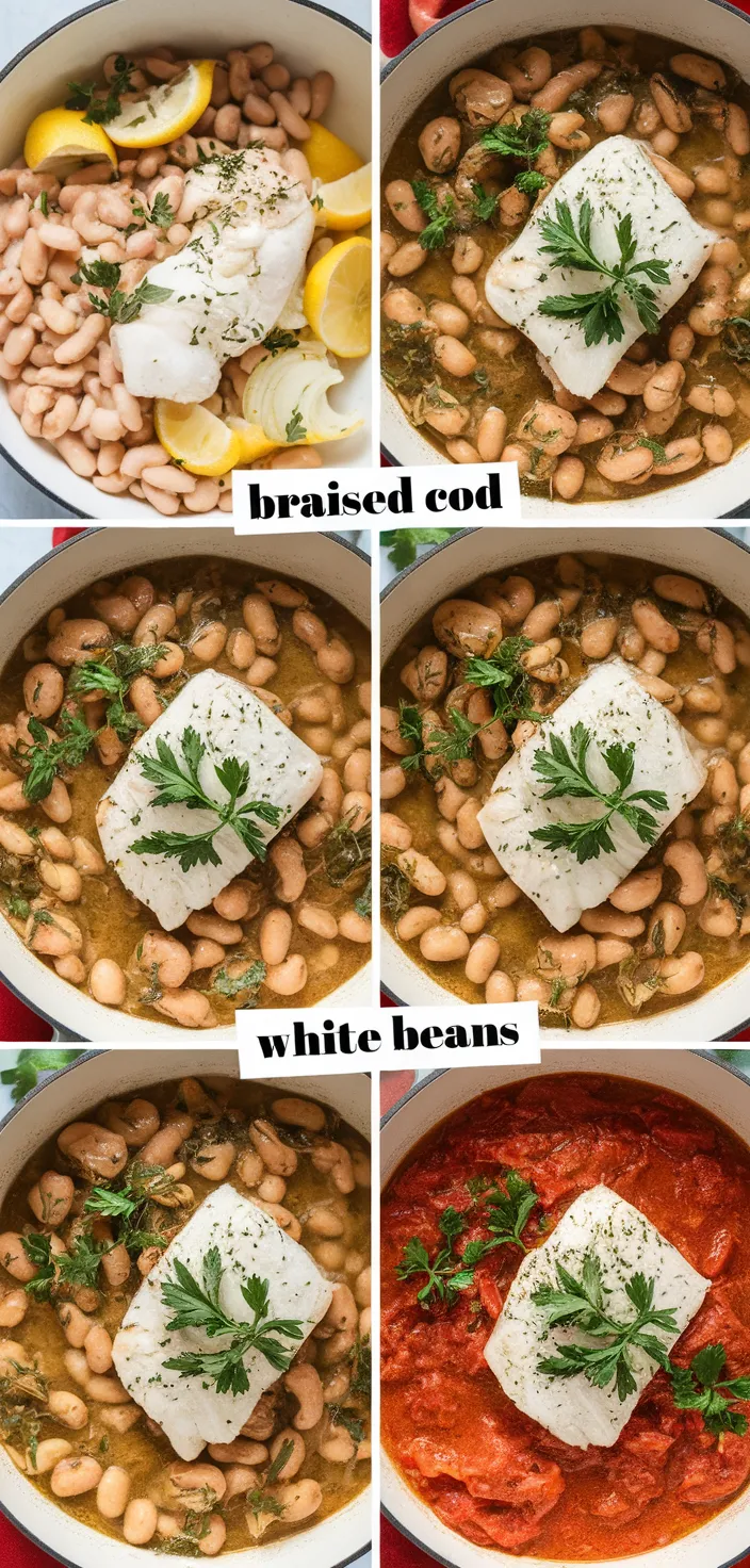 A photo of Braised Cod With White Beans Recipe