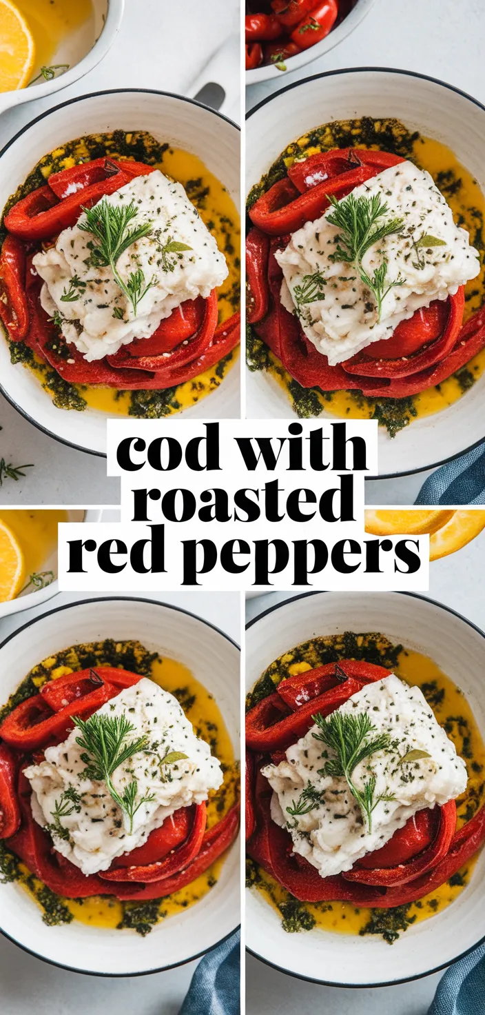 A photo of Cod With Roasted Red Peppers Recipe