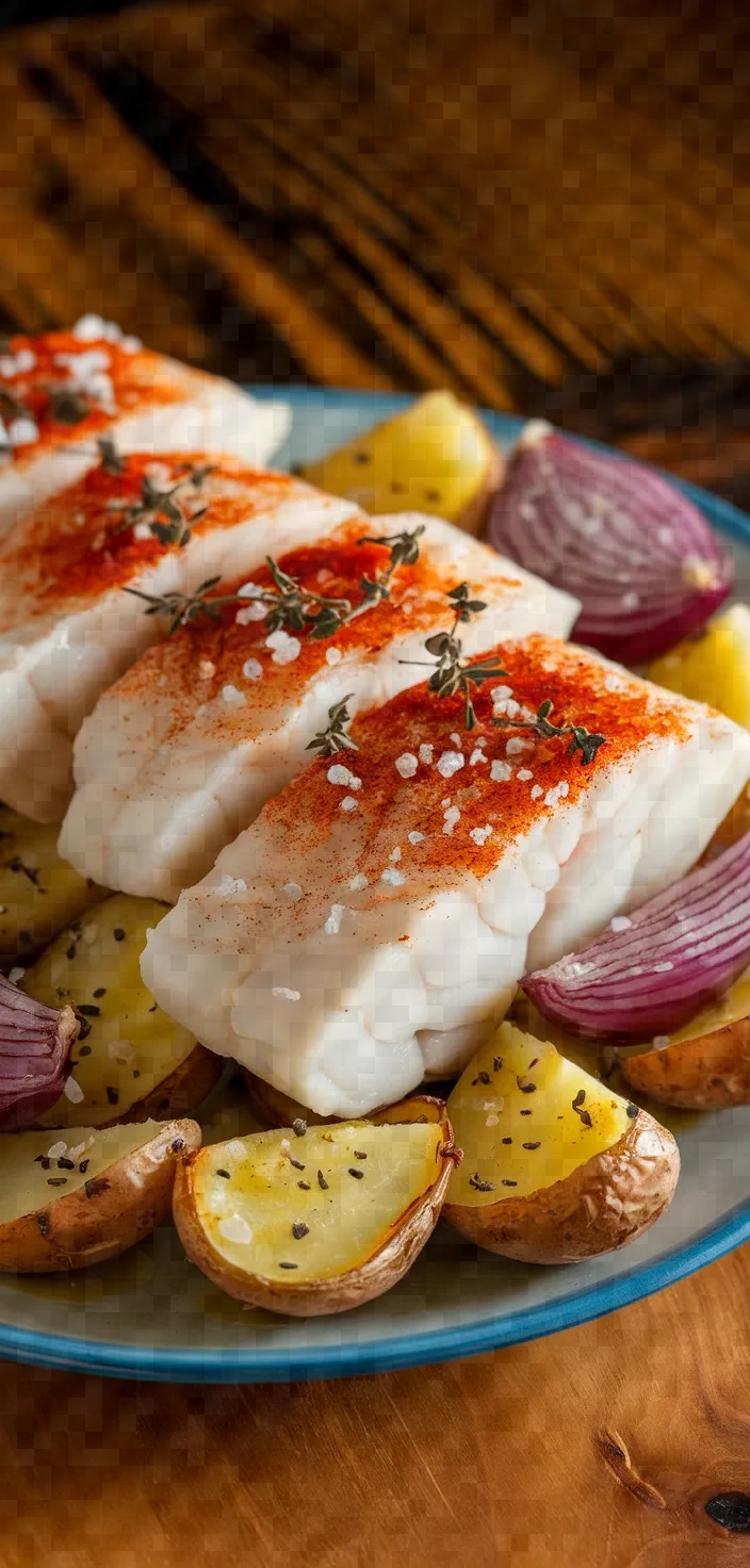 Ingredients photo for Garlic Herbed Spanish Cod With Roasted Potatoes Recipe