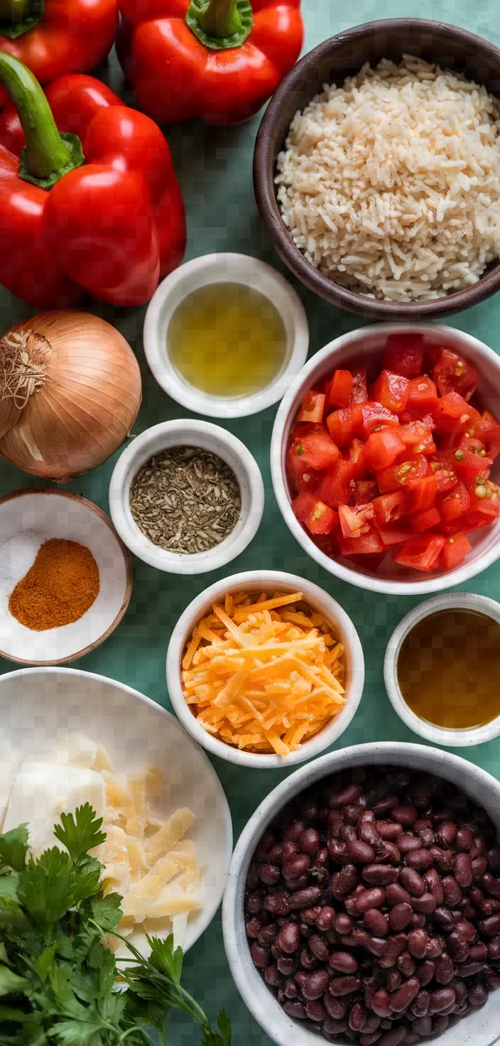 Ingredients photo for Rice Stuffed Red Peppers Recipe