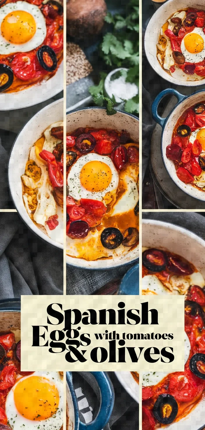 A photo of Baked Spanish Eggs With Tomatoes Olives Recipe