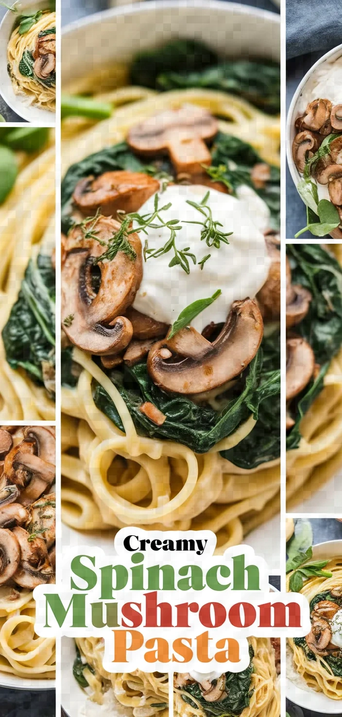 A photo of Creamy Spinach Mushroom Pasta Recipe