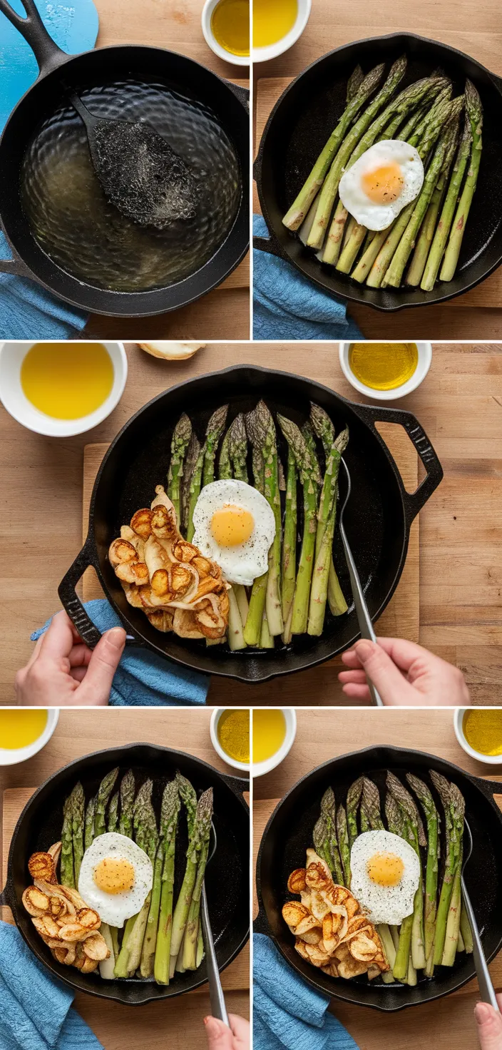 A photo of Spanish Asparagus With Poached Eggs Recipe