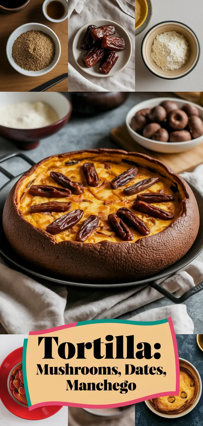 A photo of Spanish Tortilla With Mushrooms Dates Manchego Cheese Recipe