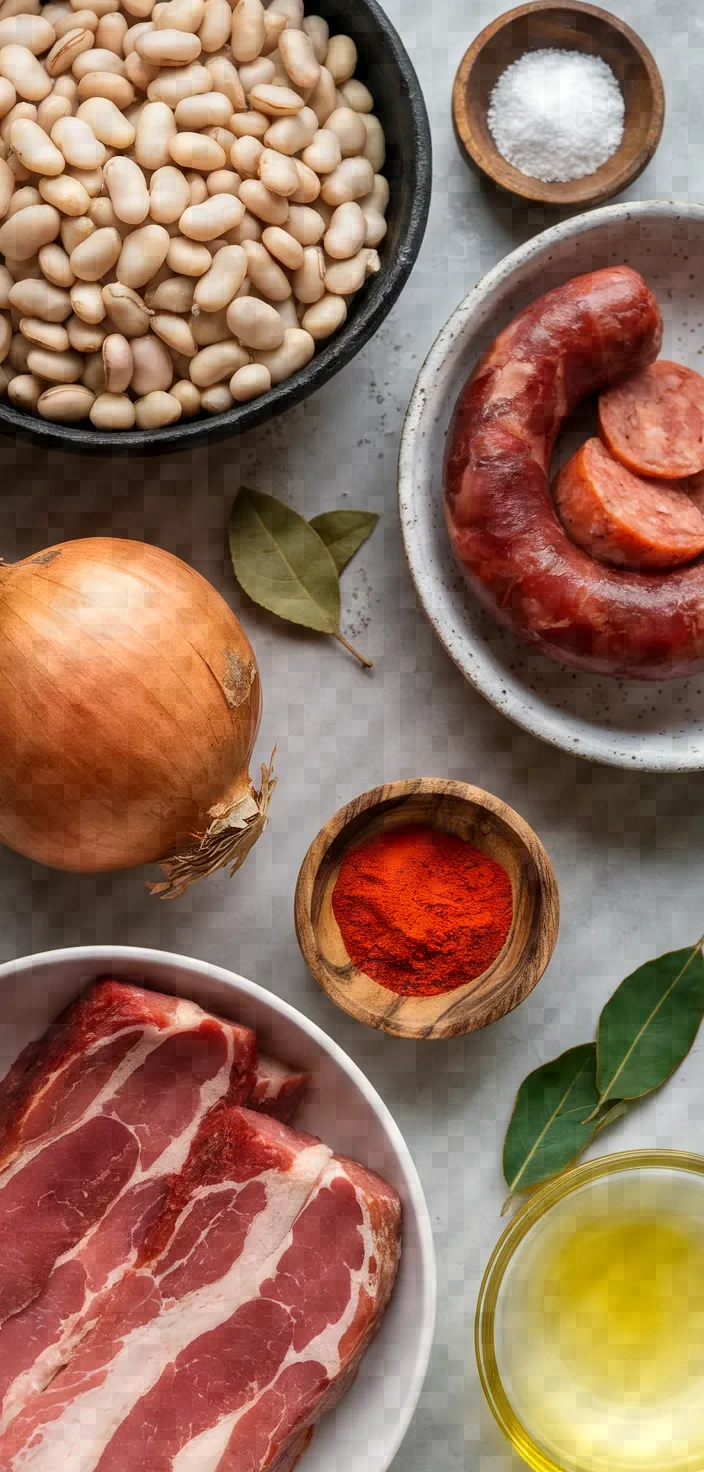 Ingredients photo for Fabada Asturiana Spanish Bean And Sausage Stew Recipe