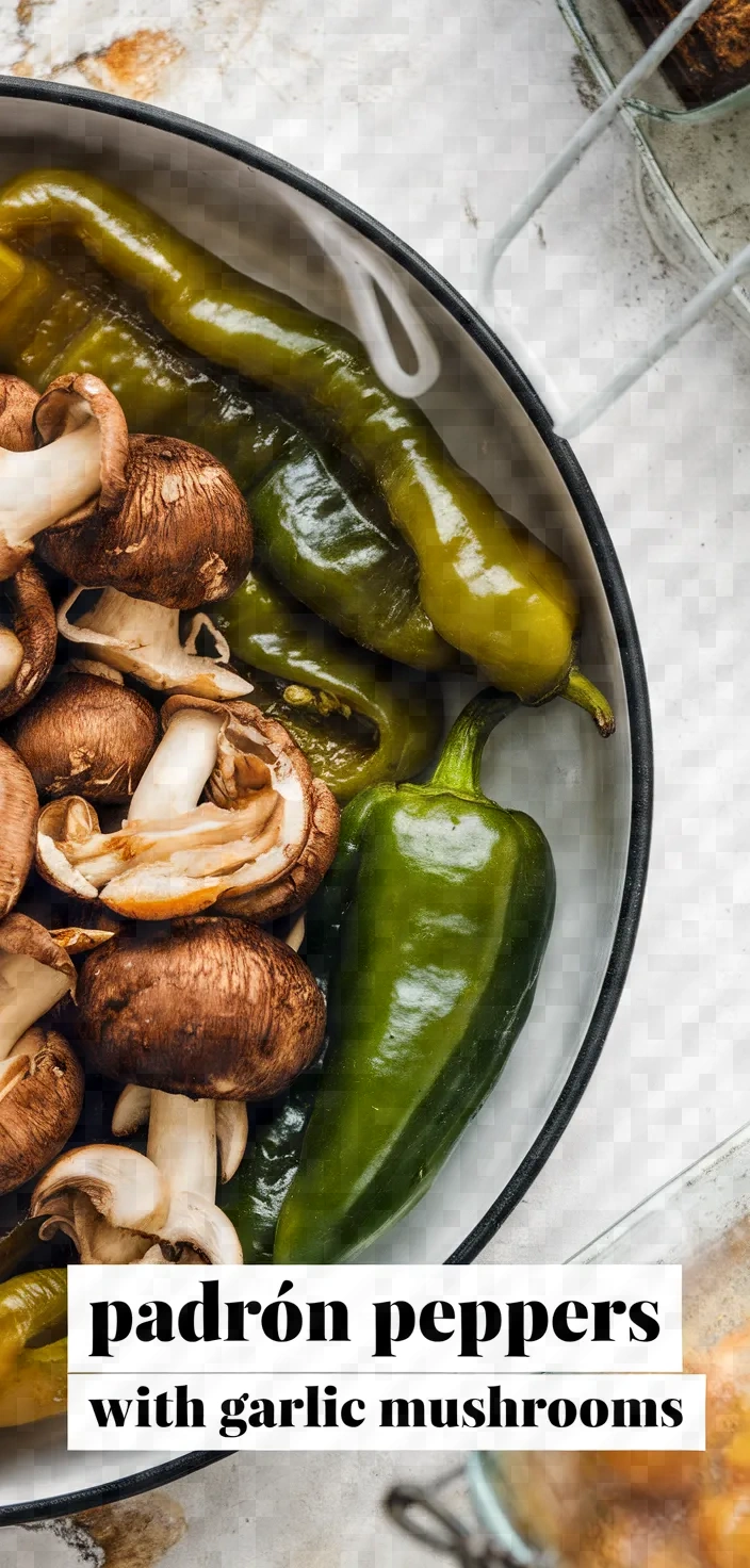 Photo of Garlic Mushrooms With Spanish Padron Peppers Recipe