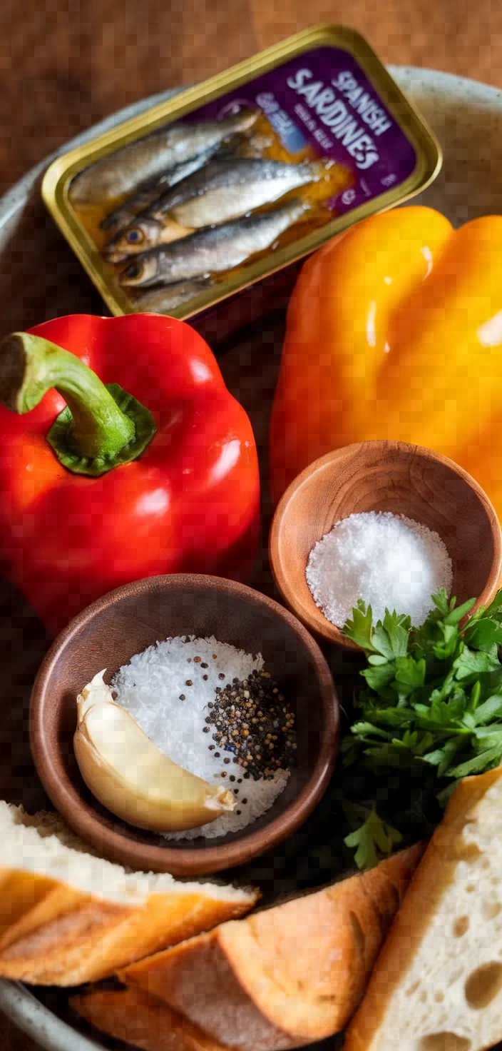 Ingredients photo for Spanish Canned Sardines With Marinated Bell Peppers Recipe