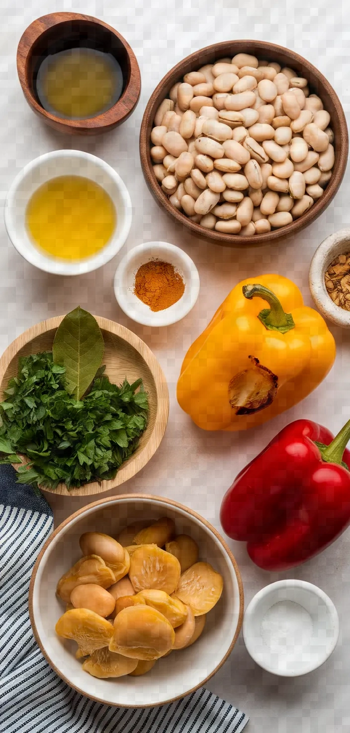 Ingredients photo for Spanish White Bean Stew With Roasted Peppers Recipe