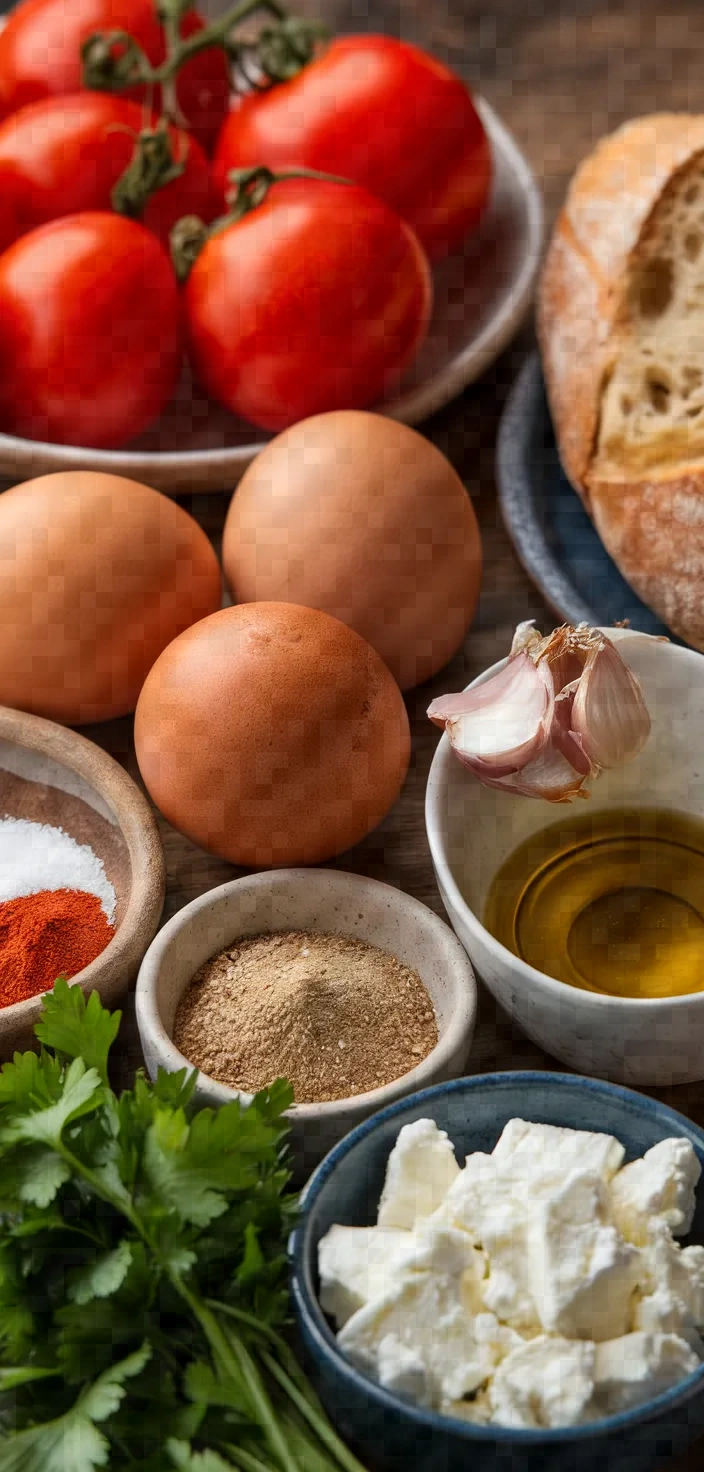 Ingredients photo for The Best Breakfast Dish Ever Tomatoes With Eggs Recipe