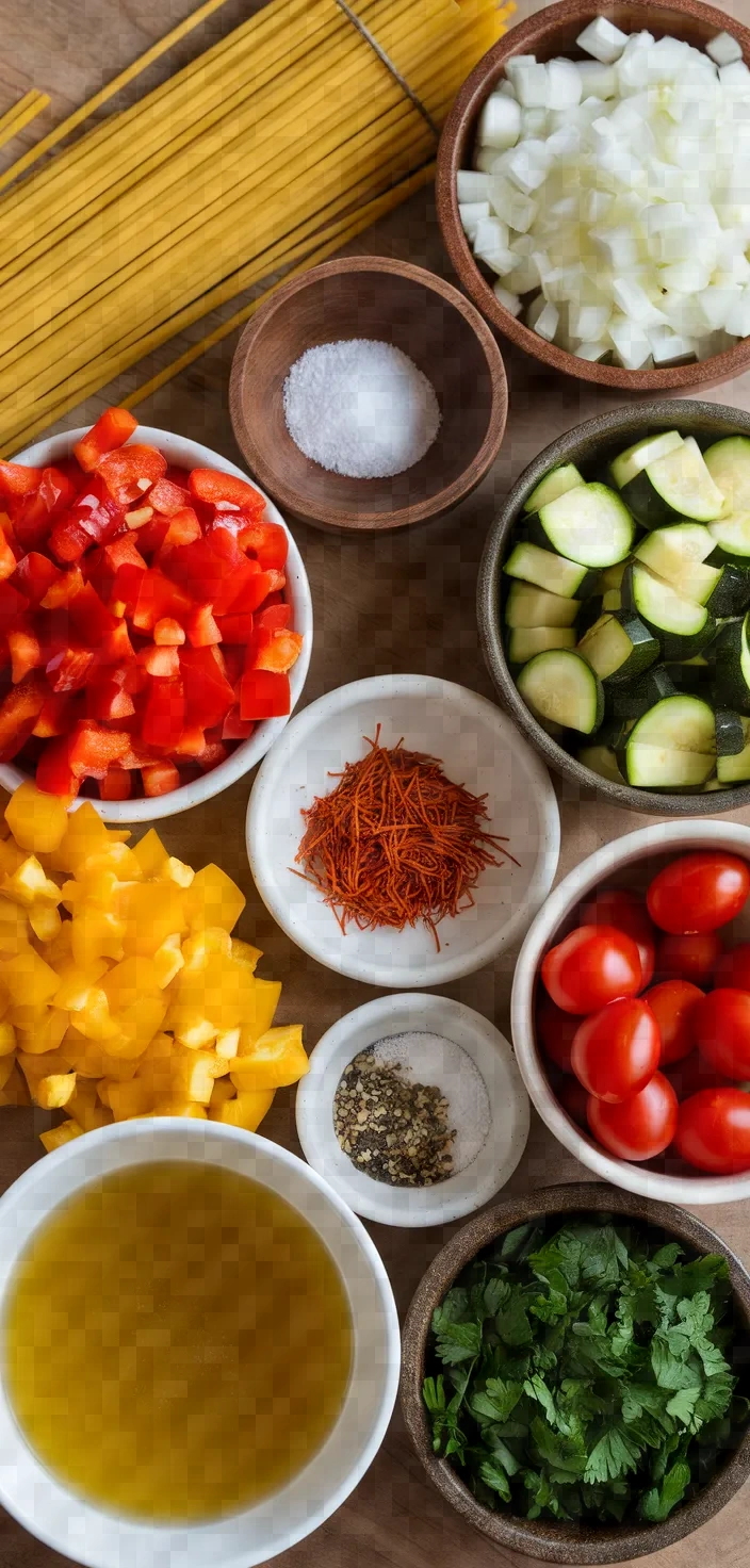 Ingredients photo for Vegan Fideua Recipe Spanish Noodle Paella