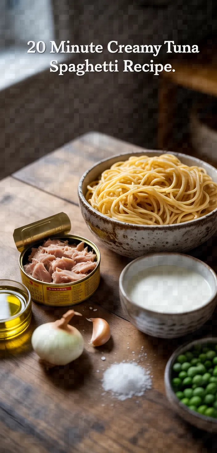 Ingredients photo for 20 Minute Creamy Tuna Spaghetti Recipe