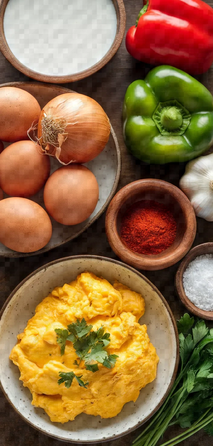 Ingredients photo for Basque Style Scrambled Eggs Recipe