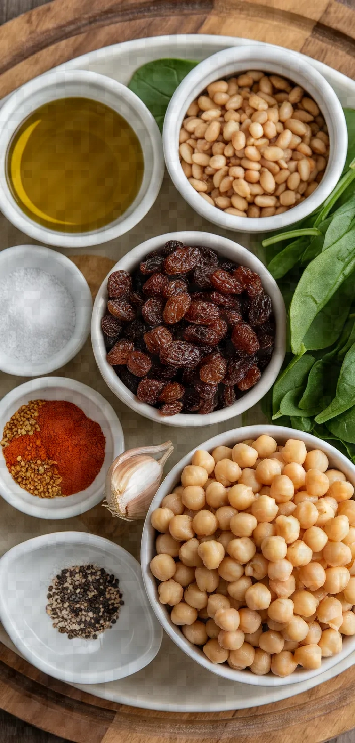Ingredients photo for Catalan Spinach Chickpeas Recipe