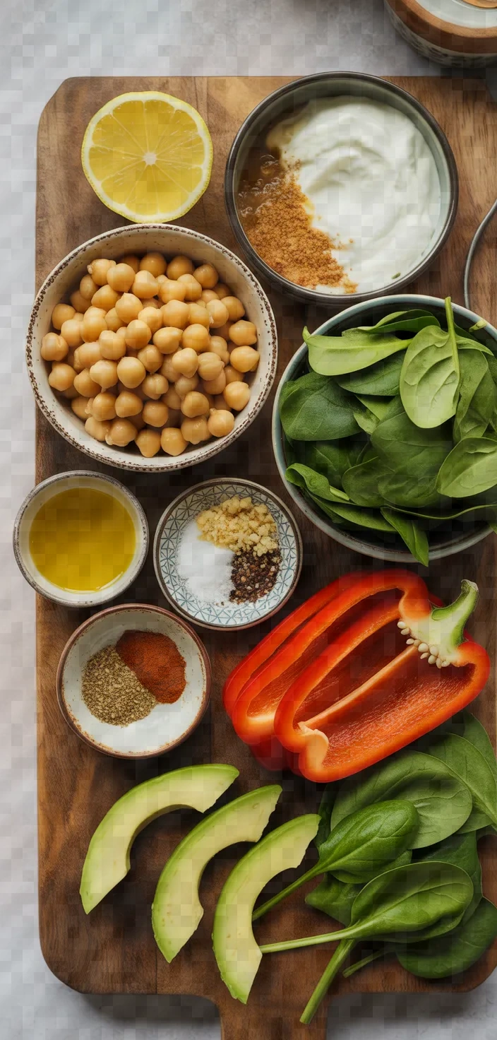 Ingredients photo for Creamy Chickpea Spinach Wraps Recipe