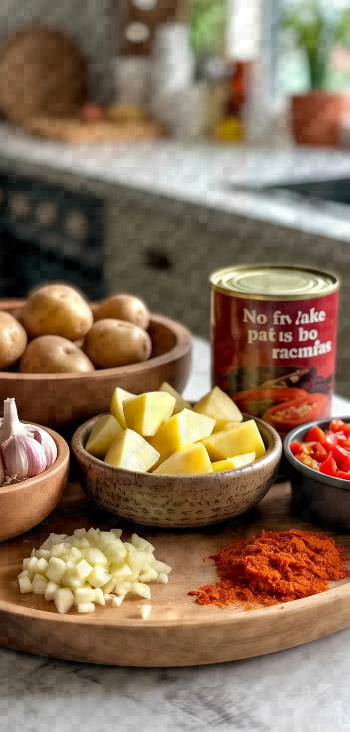 Ingredients photo for No Fry No Bake Spicy Patatas Bravas Recipe