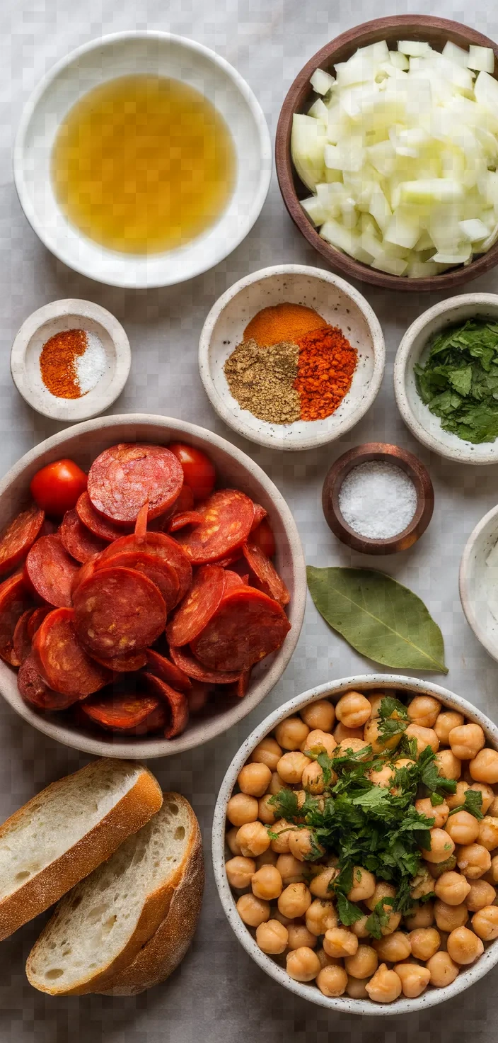 Ingredients photo for Spanish Chickpea Chorizo Stew Recipe