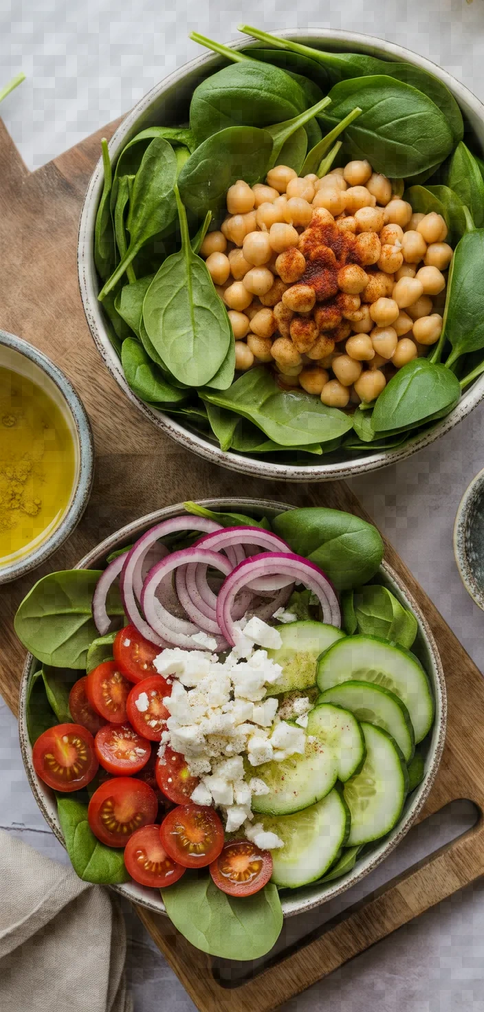 Ingredients photo for Spinach Salad With Spiced Chickpeas Recipe