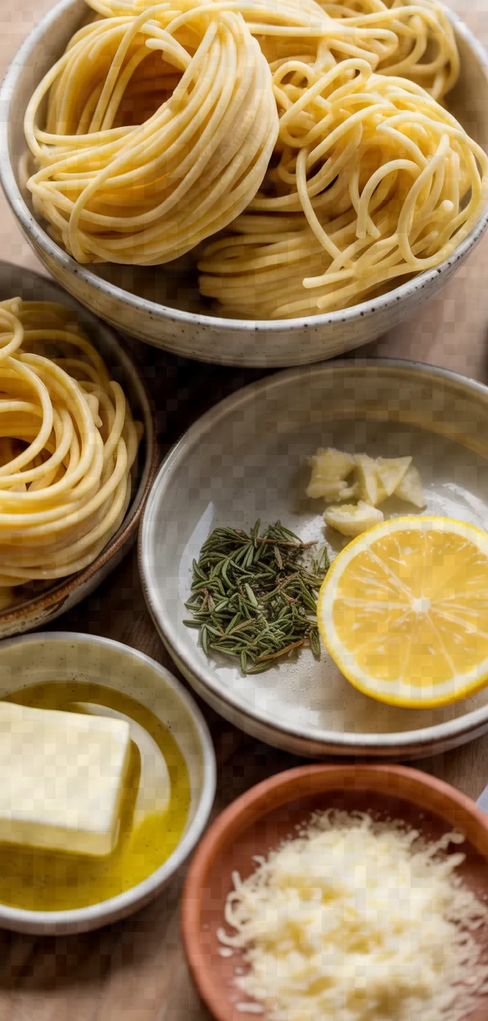 Ingredients photo for Creamy Lemon Rosemary Pasta Recipe