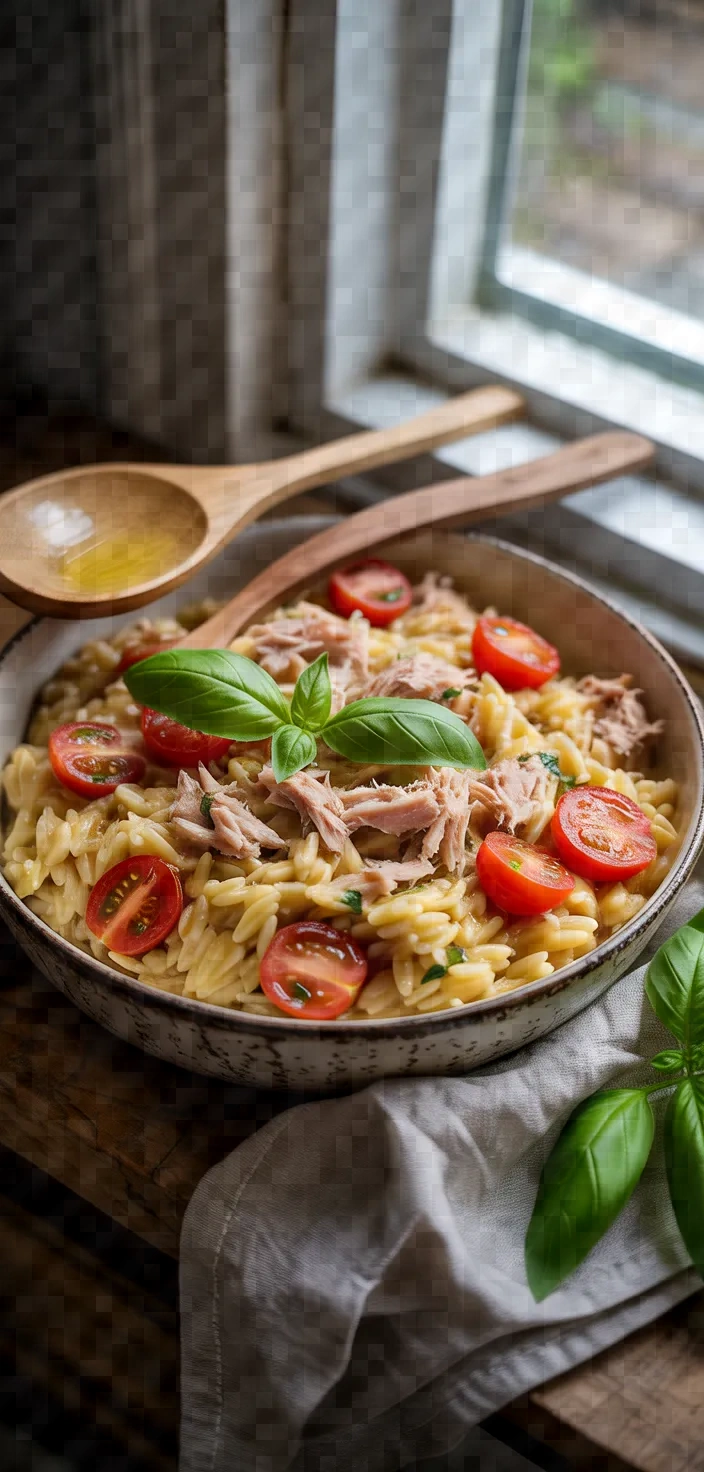 One Pan Orzo With Tuna Tomatoes Recipe